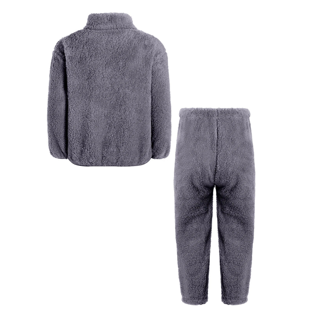 Unisex Kids Outfit Coral Fleece Pajama 2 Piece Set Sleepwear Costume Suit Warm