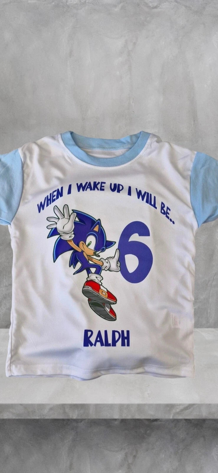 Personalised children birthday pyjamas Sonic Theme SHORT SLEEVE