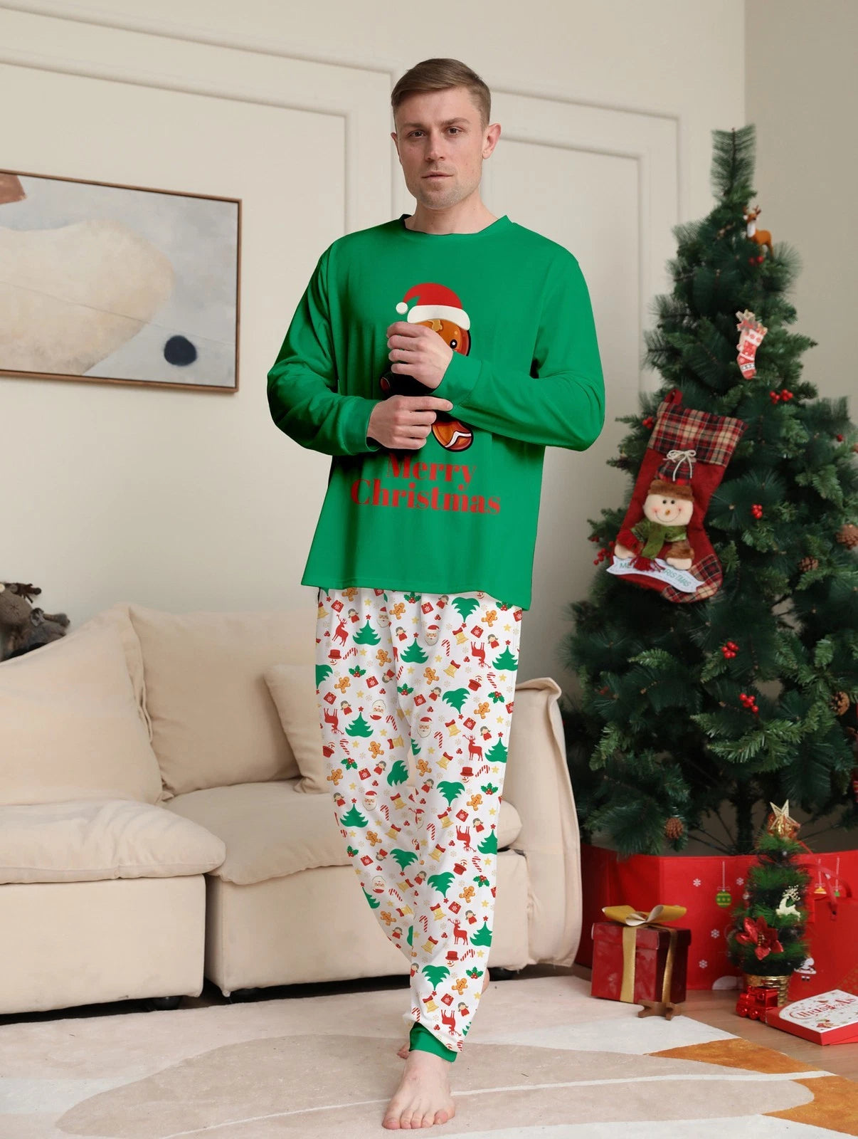 Christmas Family Matching Pyjamas Adult Kids Baby Gingerbread Man Nightwear Set