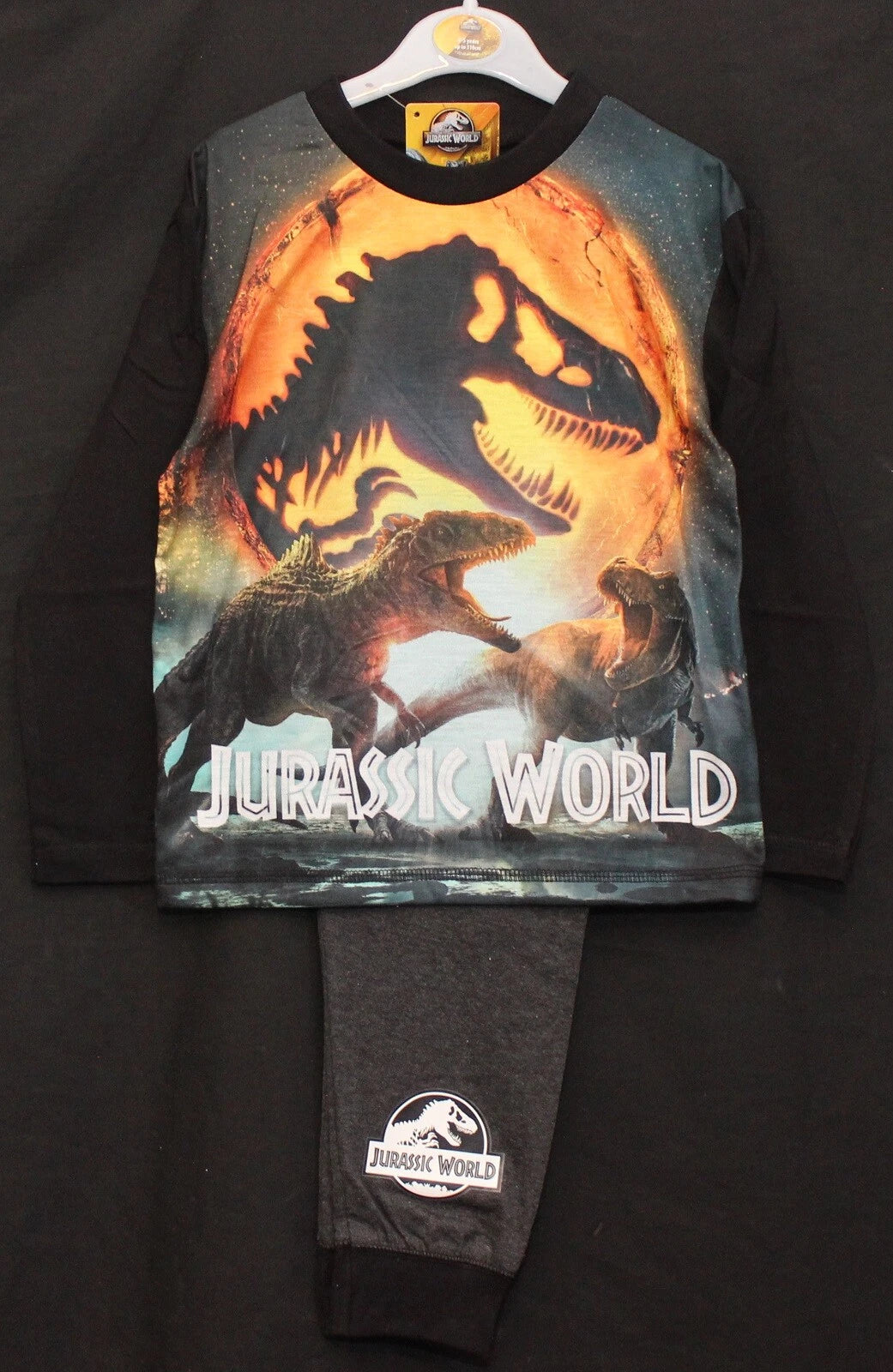 JURASSIC WORLD Boy's Pyjamas / Long-Sleeved DINOSAUR PJs - Sizes 4-10 Years