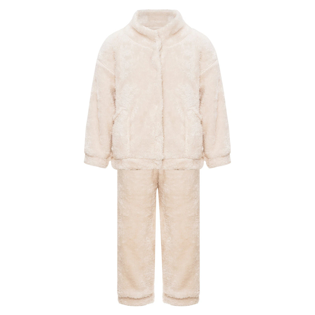 Girl Boy Sleepwear Zipper Pajamas Set Elastic Loungewear Outerwear Nightwear