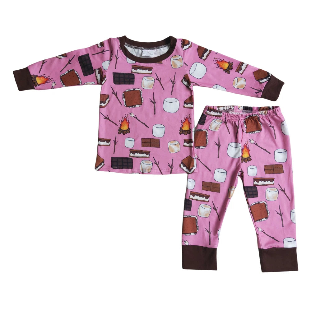 Kids S'more Long Sleeve Pajama Set 2pcs Sleepwear Girls Boys Siblings