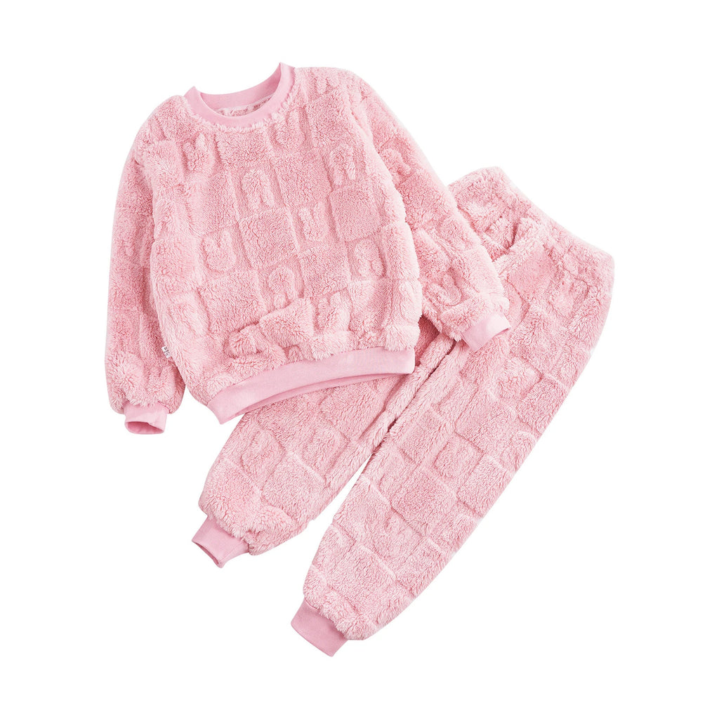 Kids Boys Girls Winter Warm Fleece Pyjamas Set Long Sleeve Nightwear AU