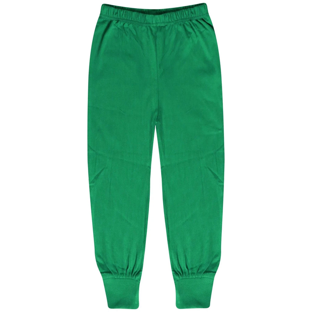 Boys Girls Kids Pyjamas Santa Little Helper Green Contrast Sleeves Xmas PJS 2-13