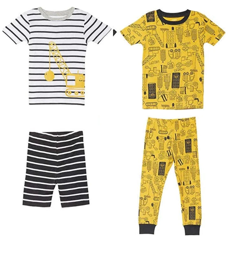 Carter's Kid's 4-Piece Cotton Pajama Construction Top, Pants and Shorts Set ! NR