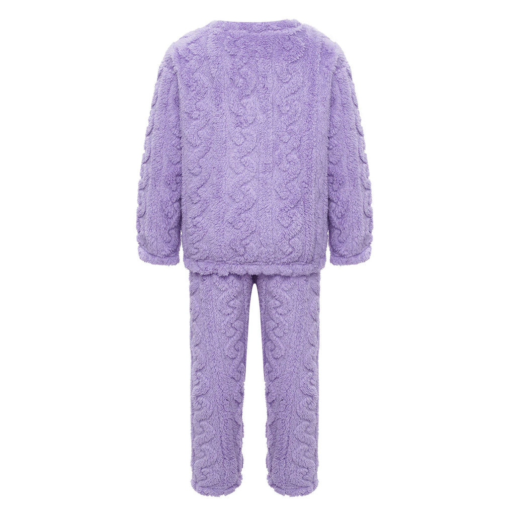 Kids Girls Set Nightwear Outfits Boys Pajamas Warm Winter Homewear Round Neck