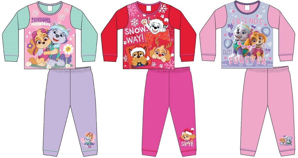 Girls PAW PATROL Pyjamas /Pink SKYE & EVEREST PJs Sizes 18 Months-5 Years