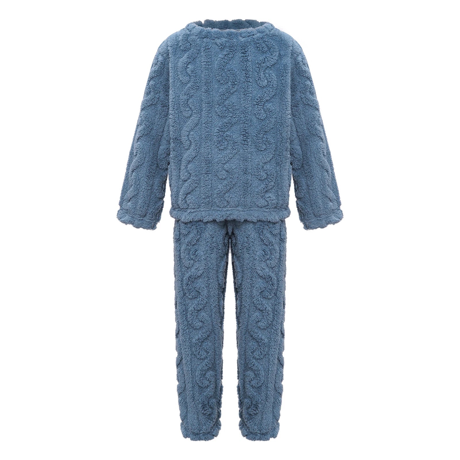 Kids Girls Set Nightwear Outfits Boys Pajamas Warm Winter Homewear Round Neck