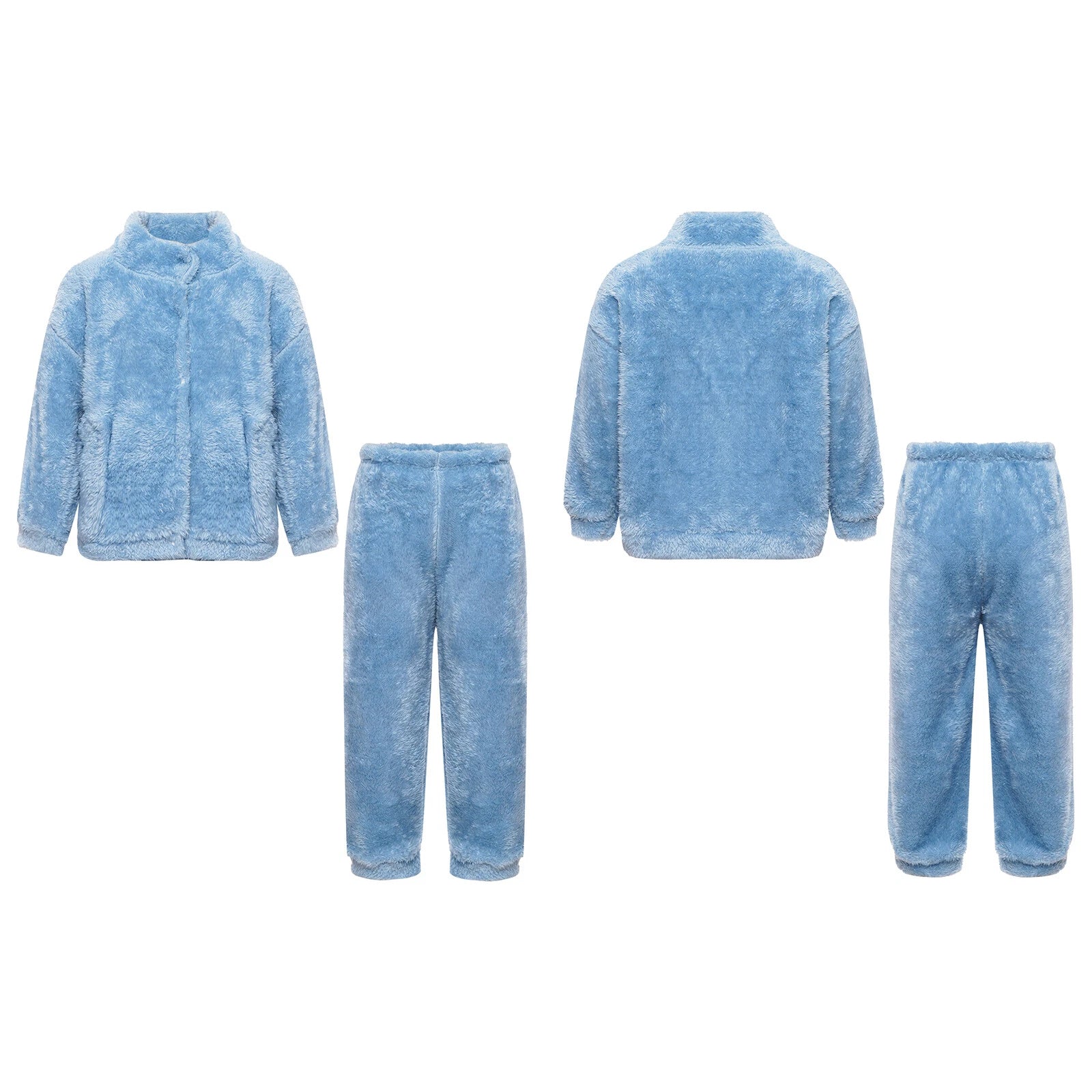 Girl Boy Sleepwear Zipper Pajamas Set Elastic Loungewear Outerwear Nightwear