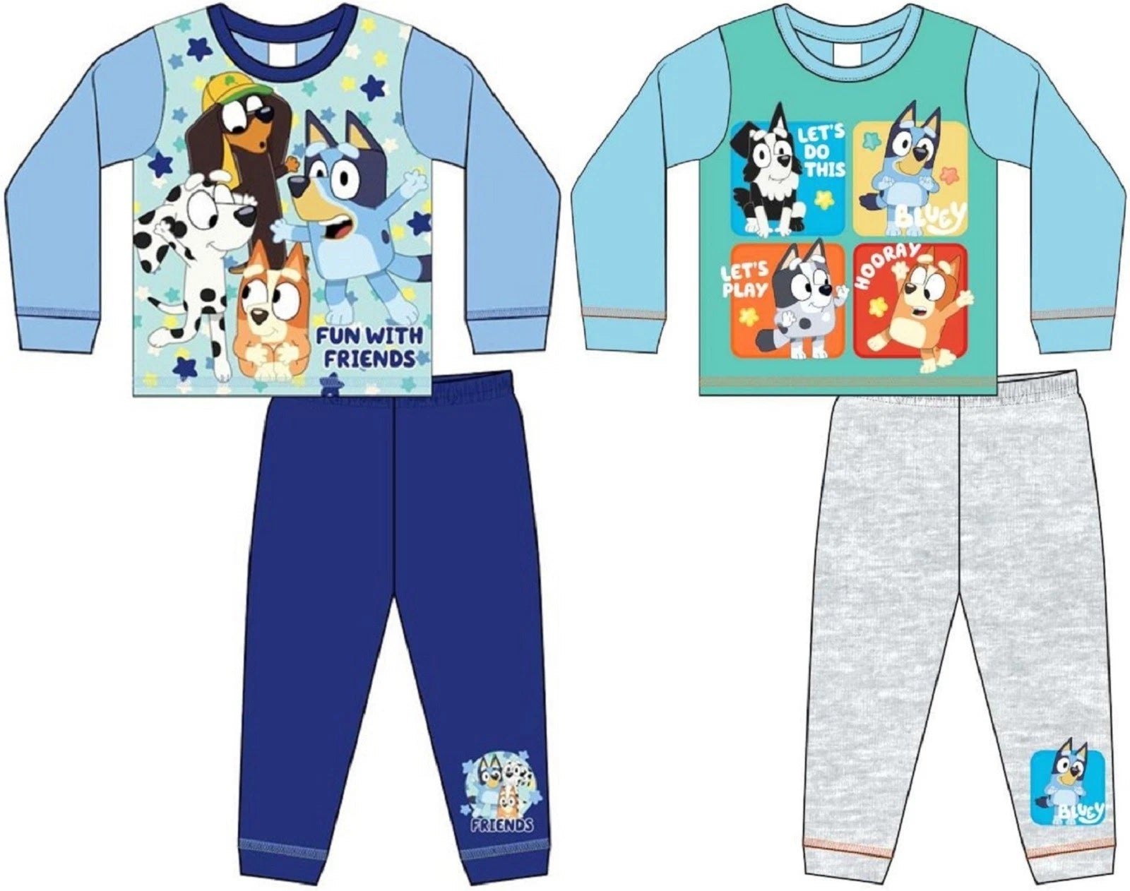 BLUEY Boy's Pyjamas /BLUEY & BINGO Long-Sleeved PJs Sizes 18 months-5 years