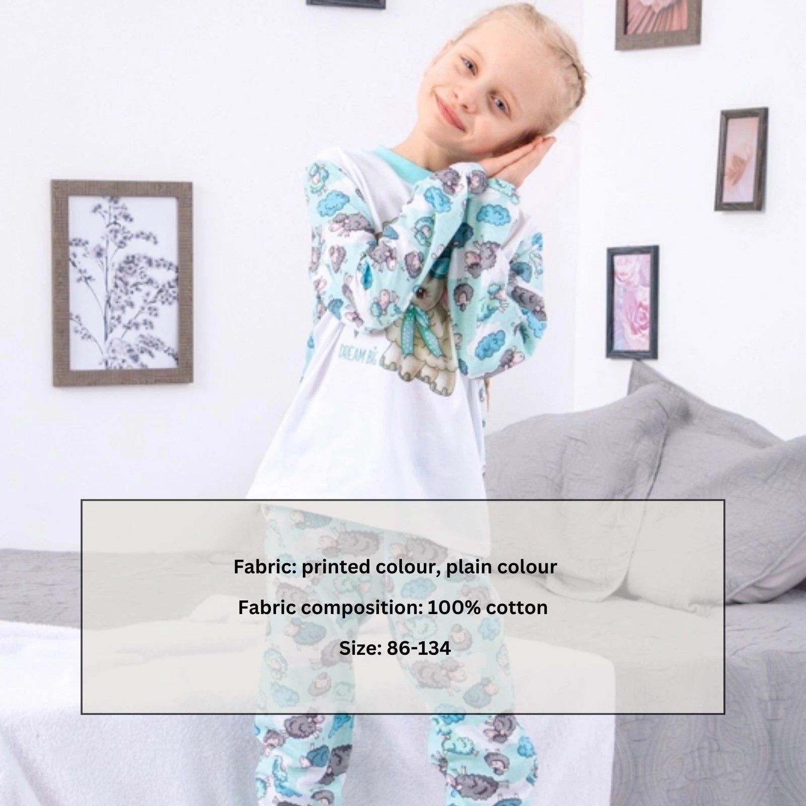 Girls’ Pajama Set – Breathable Cotton & Comfortable Fit, Any season,  Nosi sv...