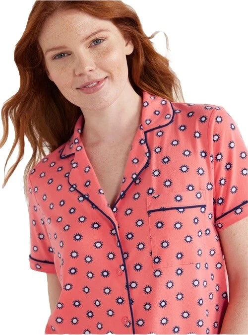 Joyspun Womens Notch Collar & Capri pants Sleep Set, Size S - 3XL