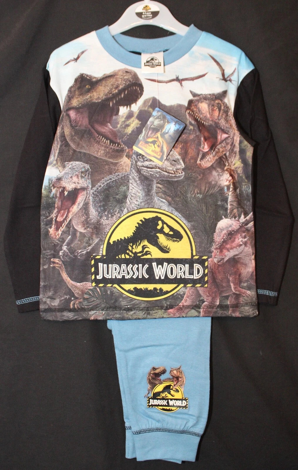 JURASSIC WORLD Boy's Pyjamas / Long-Sleeved DINOSAUR PJs - Sizes 4-10 Years