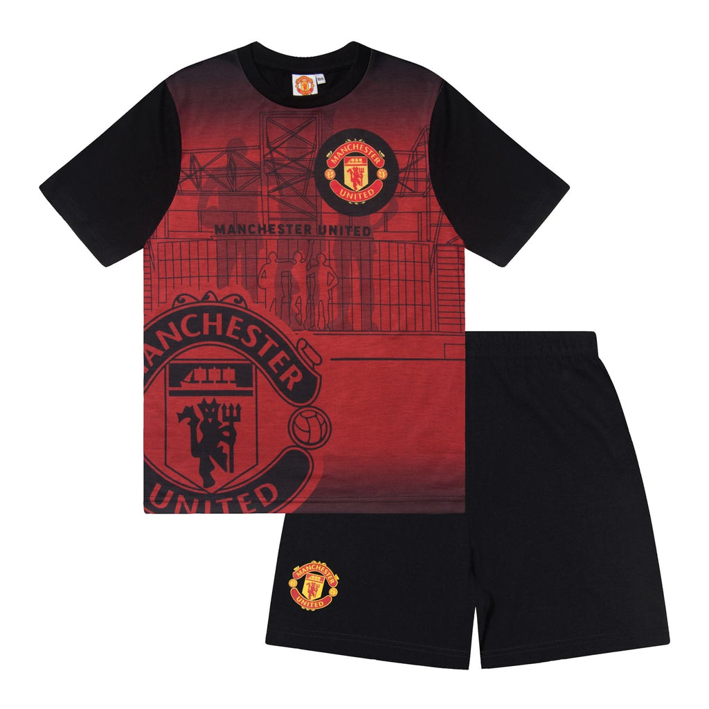 Manchester United Boys Short Pyjamas - Official Kids Football Sleepwear Gift