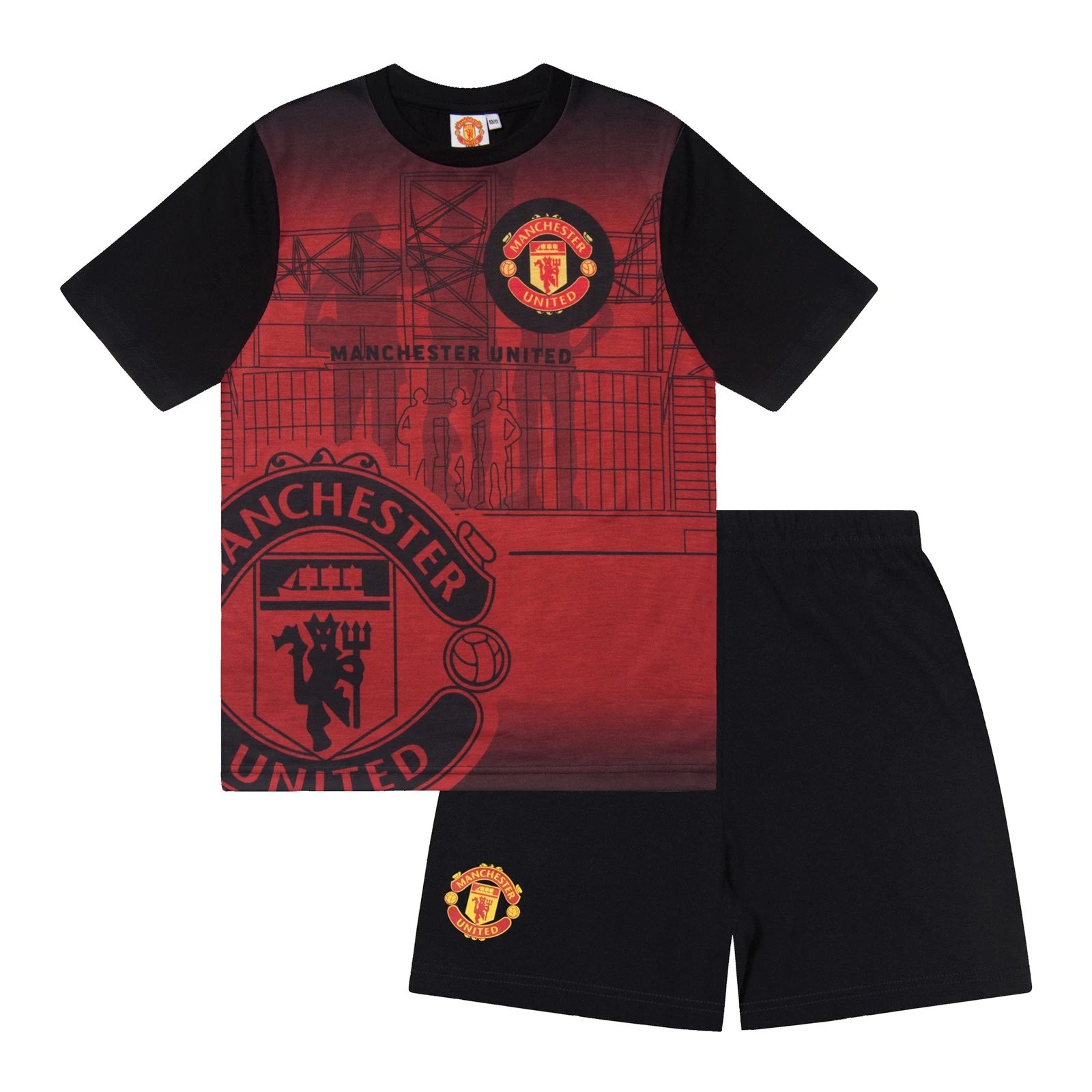 Manchester United Boys Short Pyjamas - Official Kids Football Sleepwear Gift