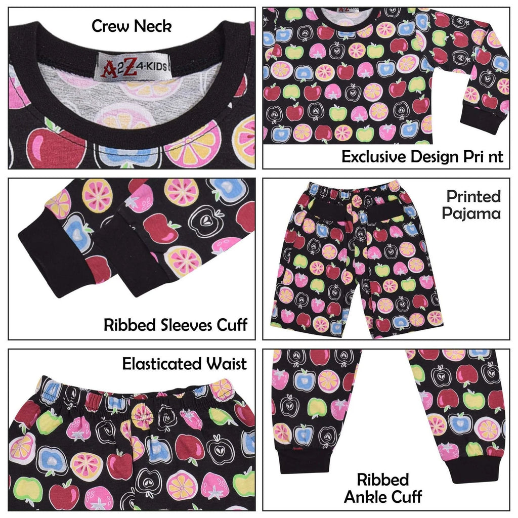 Kids Girls Boys Fruit Print Pyjamas Children PJs 2 Piece Cotton Set Nightwear