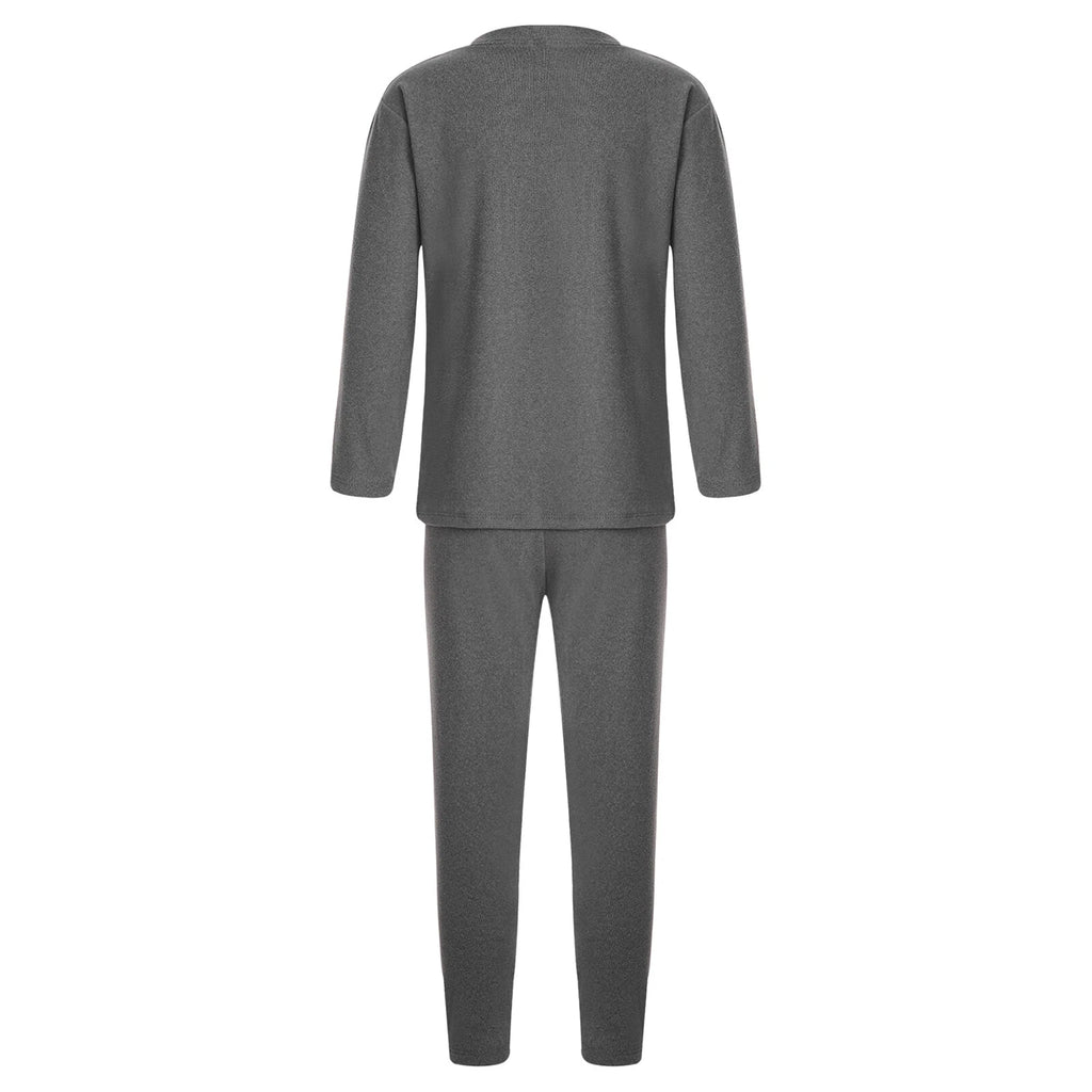 Kids Boys Girls Tees Elastic Top Pajamas Sleepwear Letter Print Set Thermal