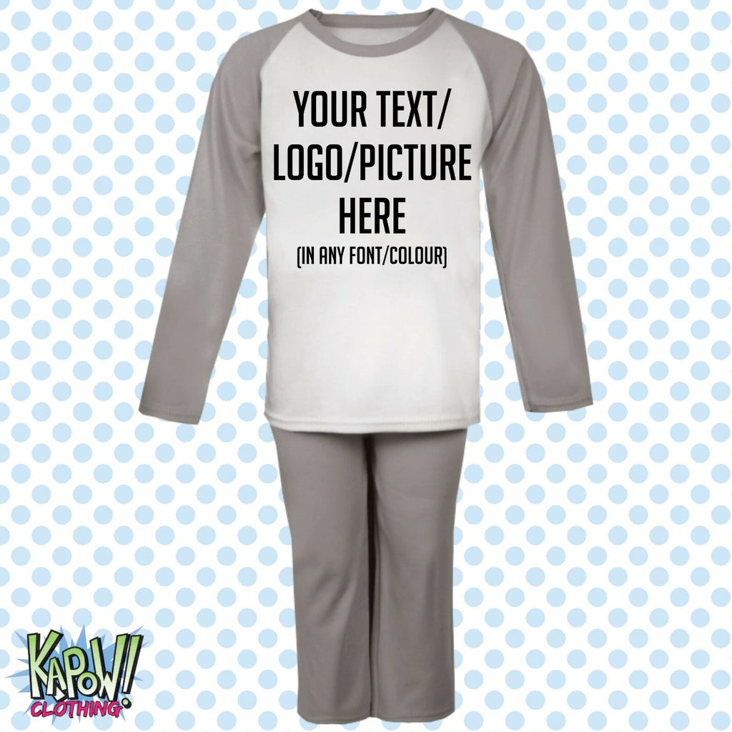 Custom Personalised Kids Baby Pyjamas PJs Raglan Sleep Night Wear Gift Toddler 2