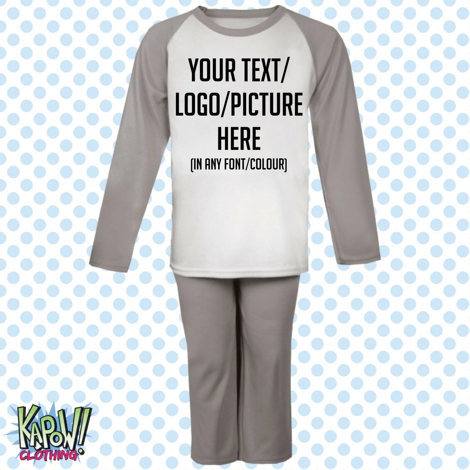 Custom Personalised Kids Baby Pyjamas PJs Raglan Sleep Night Wear Gift Toddler 2