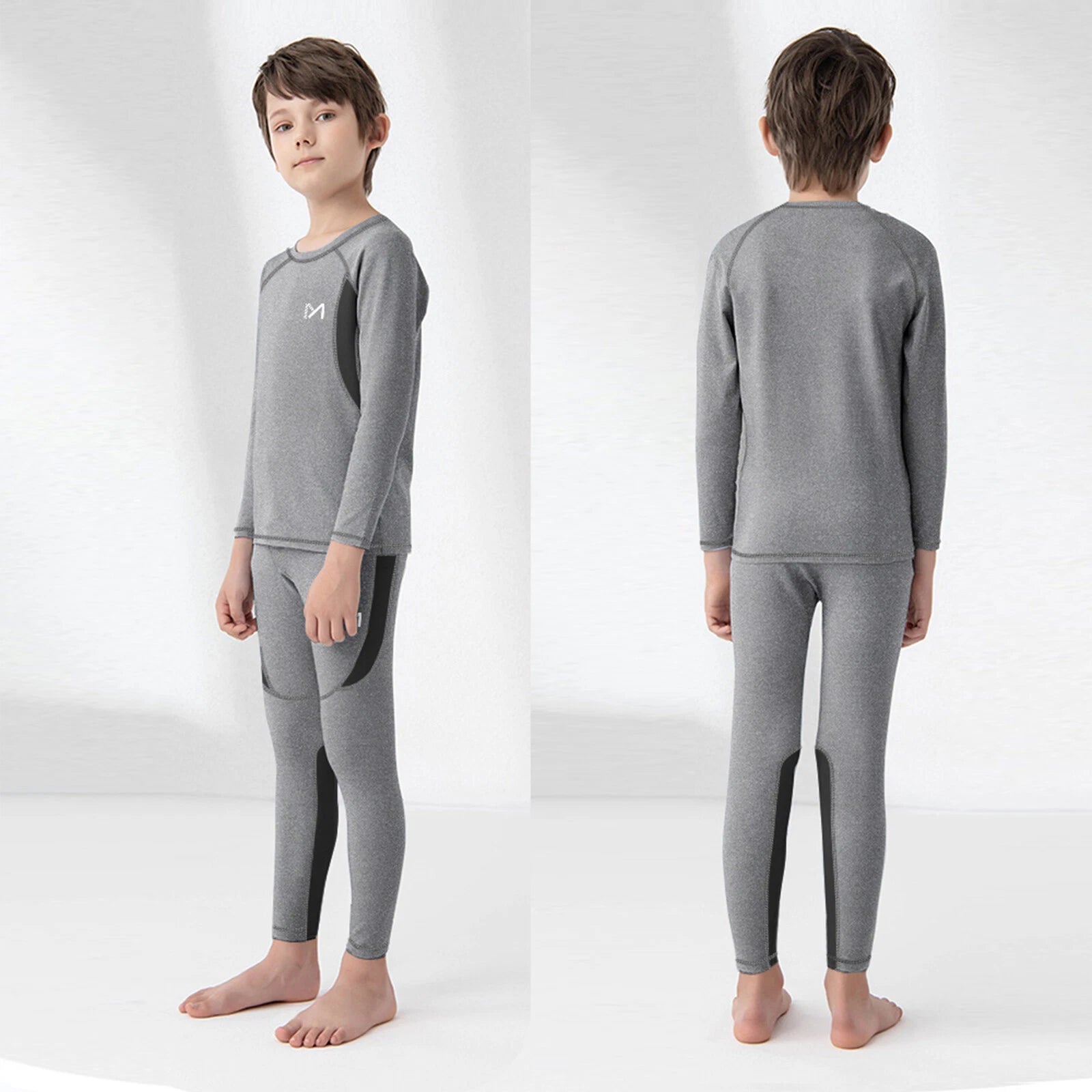 Kids Thermal Underwear Set Soft Fleece Lined Long Johns Warm Baselayer For Ski