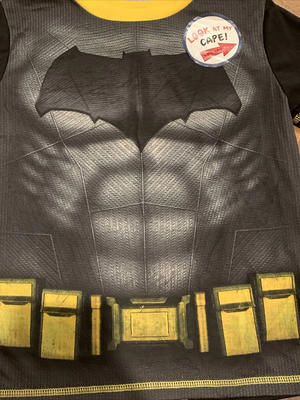 DC Comics Batman (Sz 7) Boys Character 3pc (Shirt, Pant, Cape) PJ Pajama Set