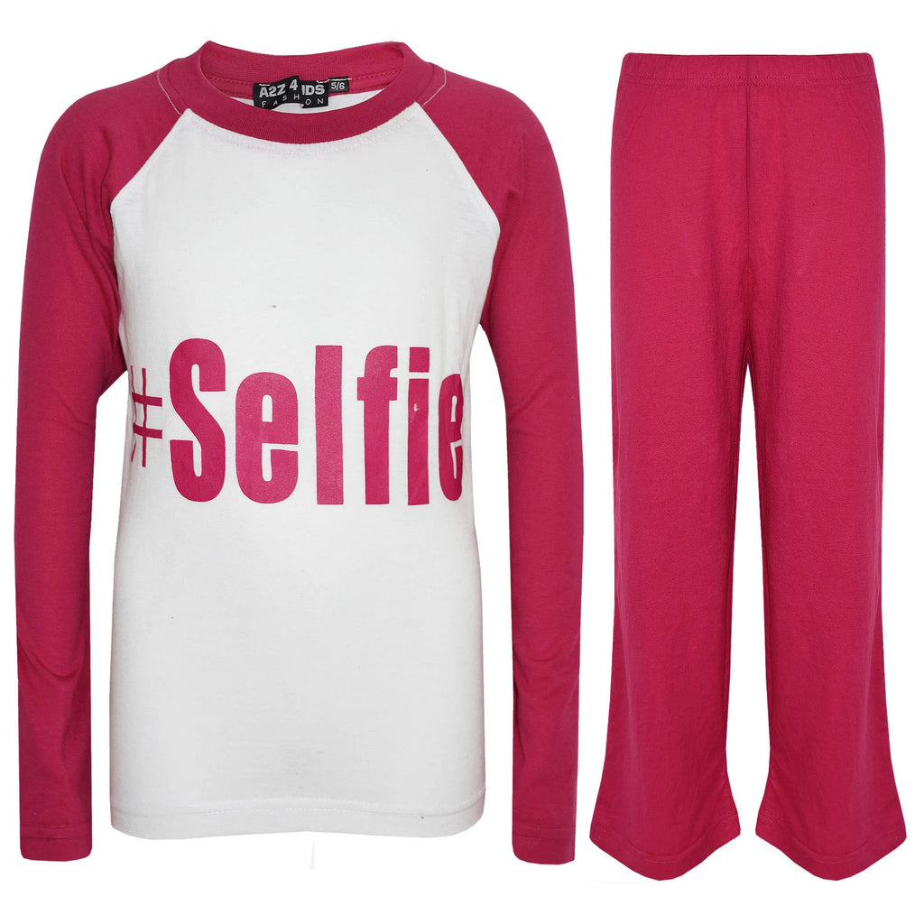 Kids Boys Girls PJ's " #SELFIE " Printed Stylish Pyjamas New Age 5-13 Years