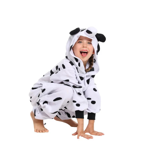 Kids Dalmatian Costumes One-piece Pyjamas Christmas Dog Cosplay Pajama Homewear