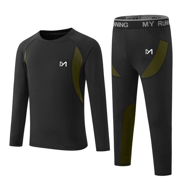 Kids Thermal Underwear Set Soft Fleece Lined Long Johns Warm Baselayer For Ski