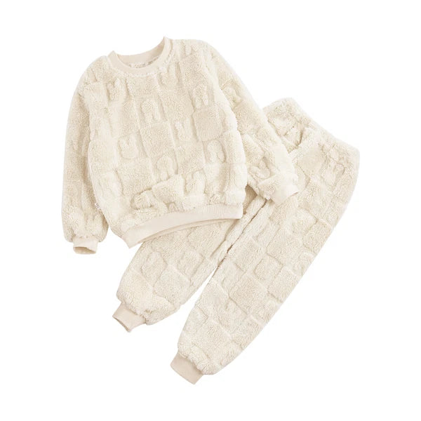 Kids Girls Pajamas Set Long Sleeve Tops Outfits Flannel Loungewear Casual Fall