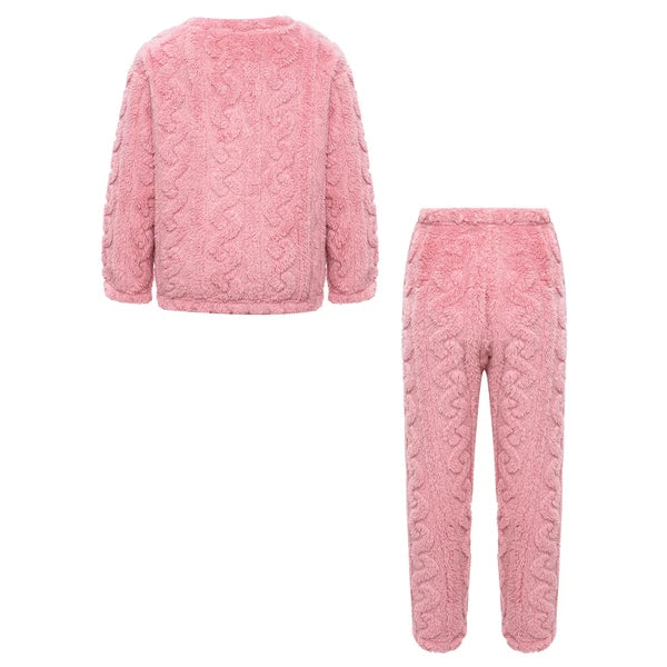 Kids Girls Set Nightwear Outfits Boys Pajamas Warm Winter Homewear Round Neck