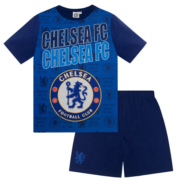 Chelsea Boys Pyjamas Short Kids OFFICIAL Football Gift