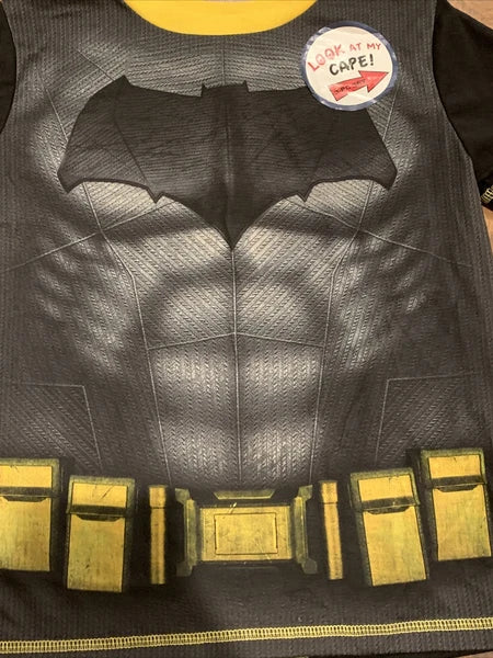 DC Comics Batman (Sz 7) Boys Character 3pc (Shirt, Pant, Cape) PJ Pajama Set