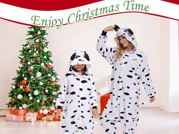 Kids Dalmatian Costumes One-piece Pyjamas Christmas Dog Cosplay Pajama Homewear