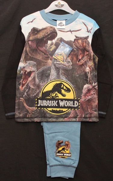 JURASSIC WORLD Boy's Pyjamas / Long-Sleeved DINOSAUR PJs - Sizes 4-10 Years