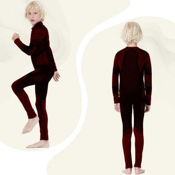 Kids Thermal Underwear Set Soft Fleece Lined Long Johns Warm Baselayer For Ski