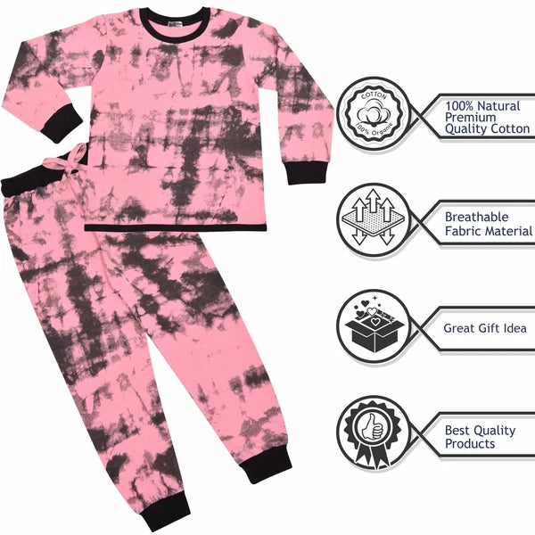A2Z 4 Kids Girls Pyjamas Children PJs 2 Piece Set Tie Dye Baby Pink for Children
