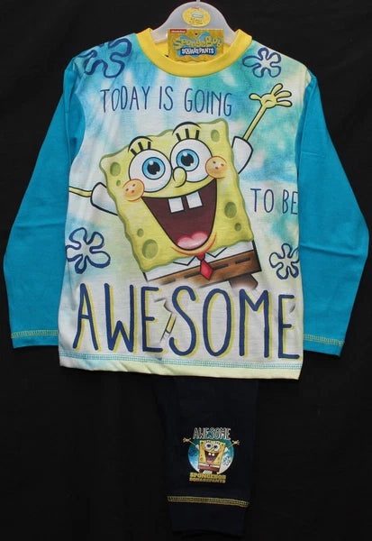 Boy's SPONGEBOB SQUAREPANTS Pyjamas / Long-Sleeved PJs - Sizes 4-10 Years