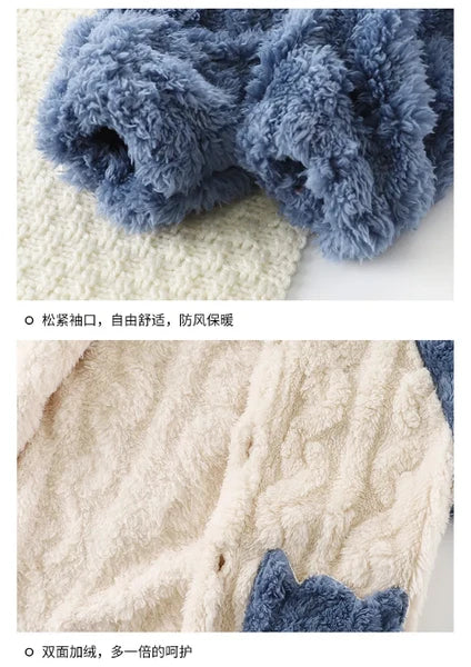 Winter Flannel Pajamas Sets Baby Boys Girls Clothes Warm Hooded Sleepwear Pijama