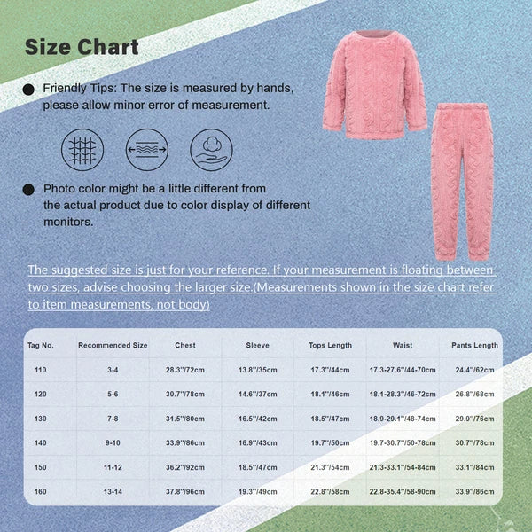 Kids Girls Set Boys Pajamas With Pants Outfits Indoor Winter Thermal Loungewear