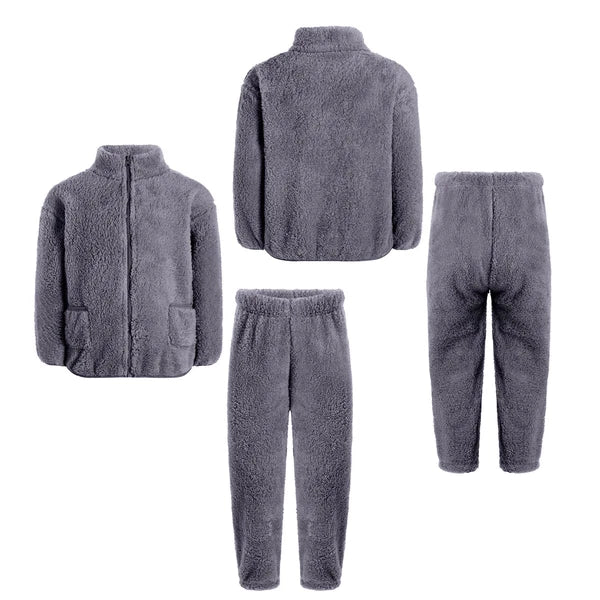 Unisex Kids Pajama Tops Outfit Zipper Set Suit Costume Soft Nightwear Boys Warm