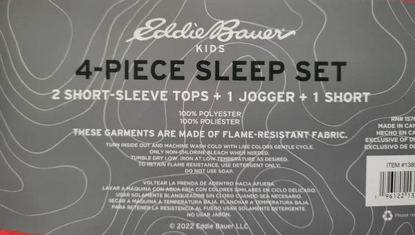 Eddie Bauer KIds 4-Piece Sleep Set Two Shirts, One Jogger, One Short