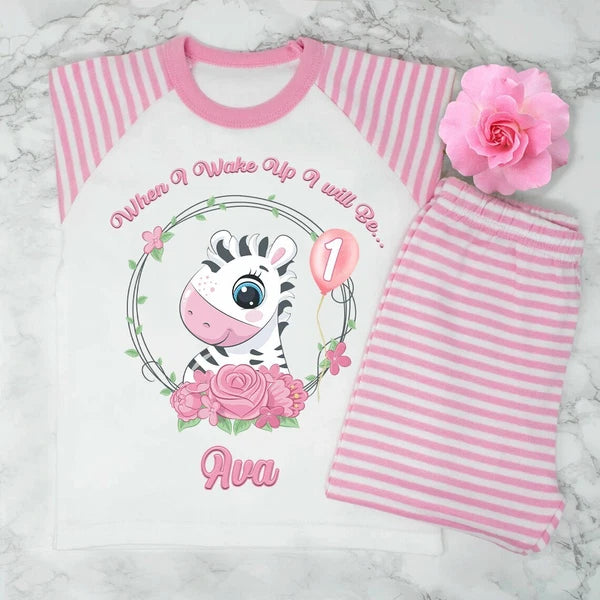 Personalised Girls when i wake up i will be 1...2...3.... Pyjamas Very Cute
