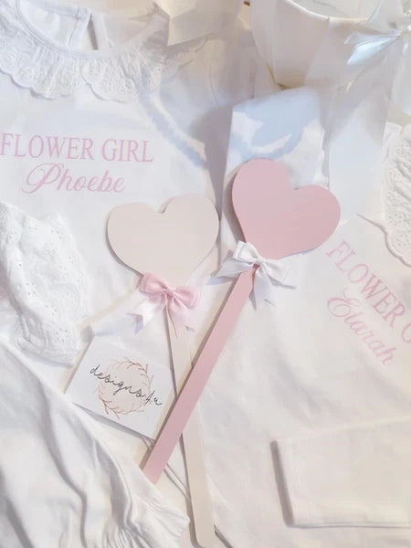 Personalised Flower Girl Pyjamas ~ Wedding Eve ~ Wedding Night ~ Flower ~ Heart