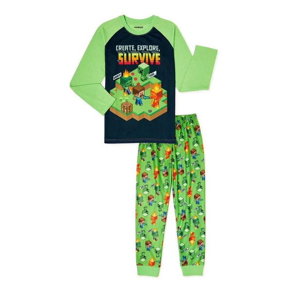 Minecraft / Ryan's World Superhero / SpongeBob Boys Long Sleeve Pajamas 2-PC Set