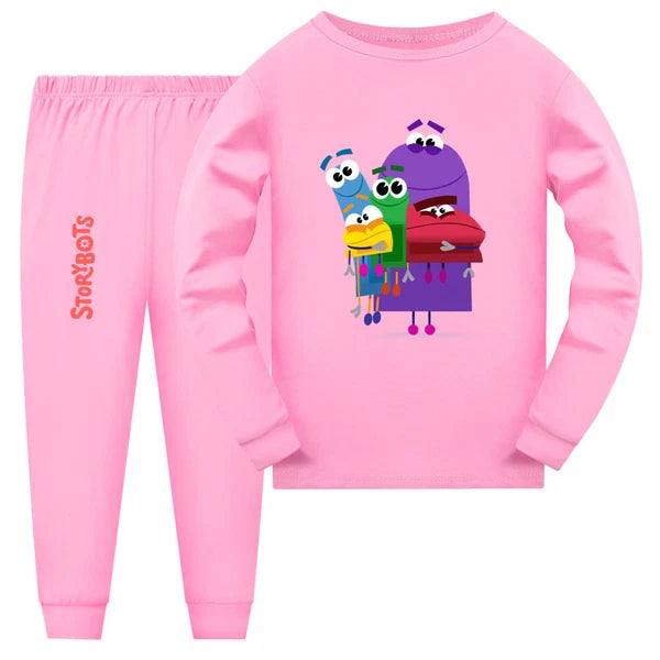 New Boy Story Robot Long Sleeve T-shirt Long Pants Casual Pajama Set Gift