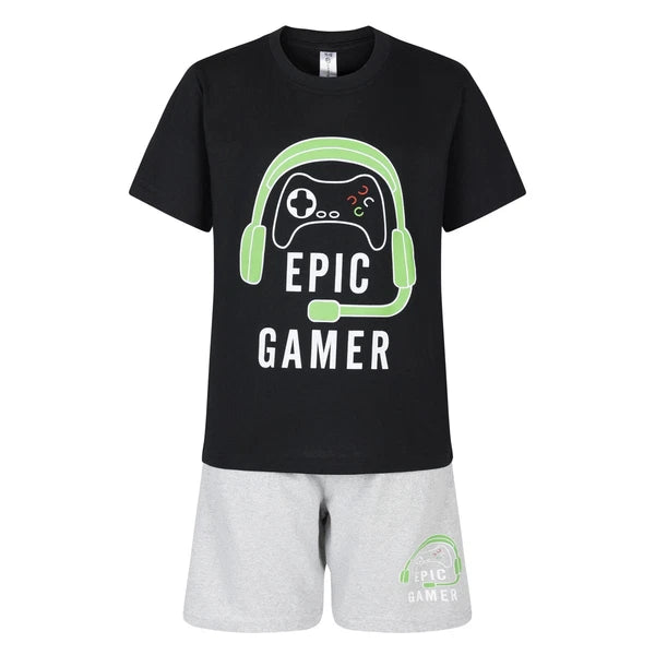 Boys Gamer Short Pyjama Set Kids Gaming Theme PJ Sets Nightwear 9 to 16 Years