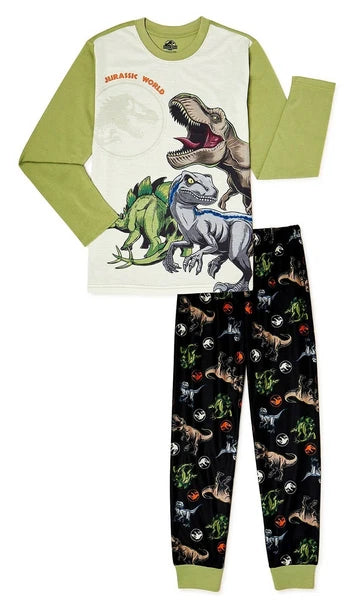 JURASSIC WORLD Pajamas Sleepwear Set w/ Fleece Pants NWT Boys Sz. 4-5 or 6-7 $32