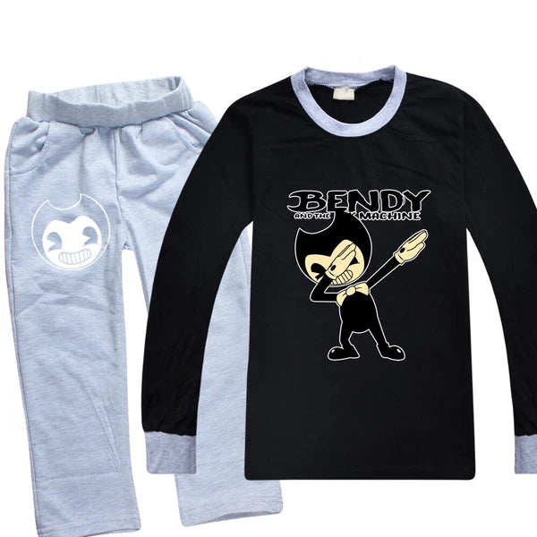 Kids Bendy The Ink Machine T shirt+Pants Pyjamas Nightwear Sleepwear PJ Sets New