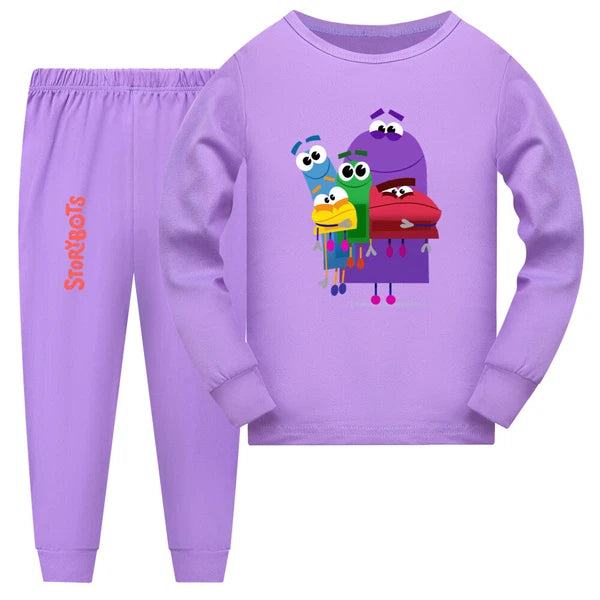 New Boy Story Robot Long Sleeve T-shirt Long Pants Casual Pajama Set Gift