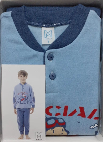Boys' Long Sleeve Cotton Milano Point Fleece Pajamas Maele